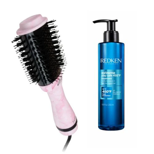 ARIA brosse séchoir marbré rose